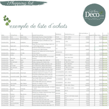 Charger l'image dans la galerie, wherdeco-decoration-renovation-homestaging-ecologique-duvertdansladeco-shoppinglist-excel.png
